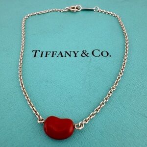 RARE Tiffany & Co. Red Jasper Bean Bracelet by Elsa Peretti in Sterling Silver